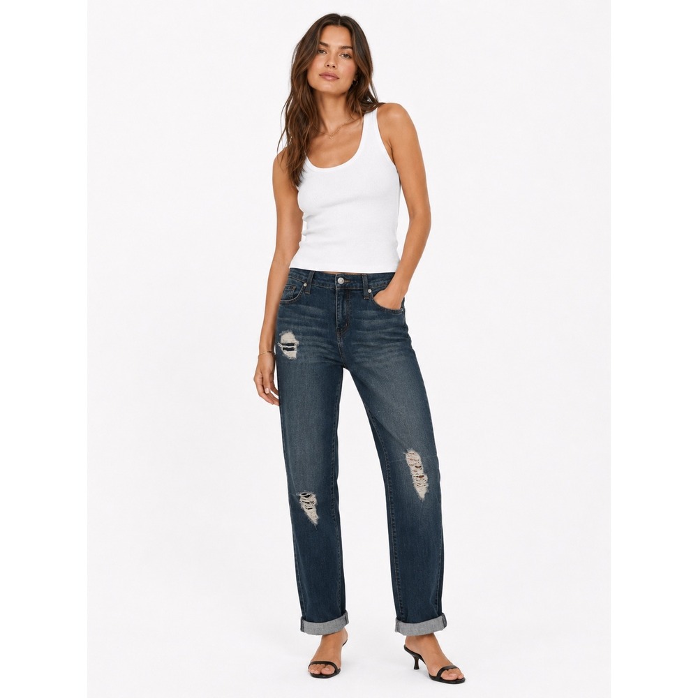 Judy Blue Skinny Jean Women 9/29 Blu Distressed Ripped Cuffed Denim Pants Skinny